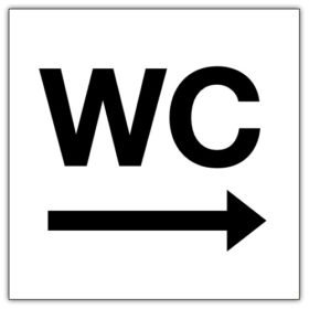 Hinweisschild WC mit Pfeil
